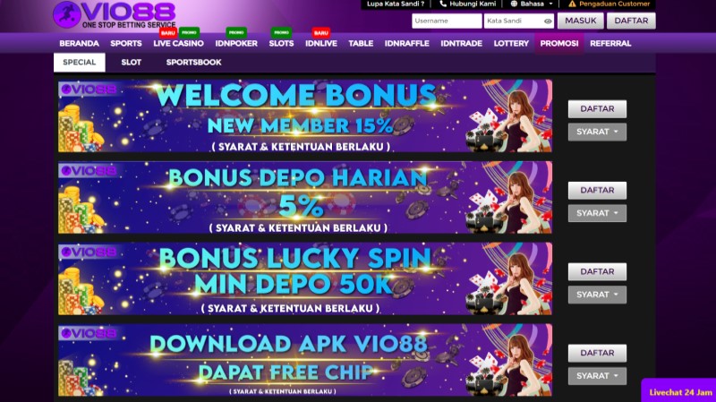 Daftar Bonus di Vio88